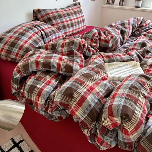 Vista 257 de mixinni Juego de funda de edredón vintage a rayas, tamaño twin, juego de ropa de cama de 3 piezas, 100% algodón lavado, suave y transpirable, funda