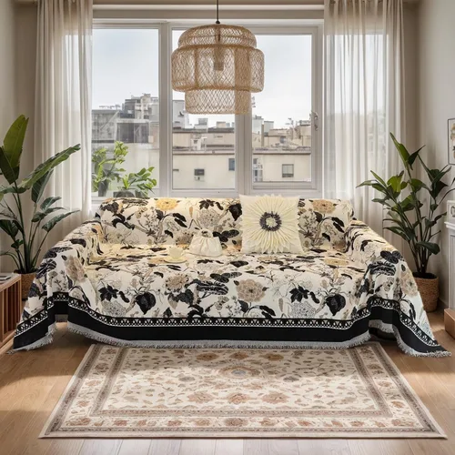 Vista 17 de DREAMINGO Funda para sillón reclinable con estampado floral verde y botánico de jacquard, 1 cojín, acogedora funda de felpilla para sala de estar