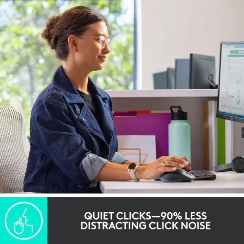Vista 4 de Logitech MX Keys Combo para Negocios Gen 2, Teclado Inalámbrico de Tamaño Completo y Ratón Inalámbrico, con Reposamuñecas, Bluetooth, Logi Bolt