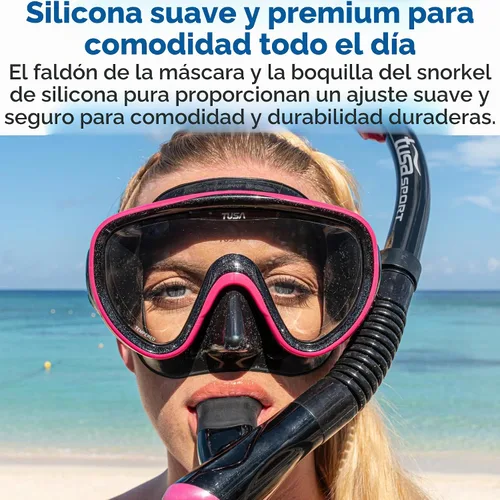 Vista 2 de TUSA Máscara deportiva Serene para adultos y esnórquel seco combinado con bolsa de viaje reutilizable