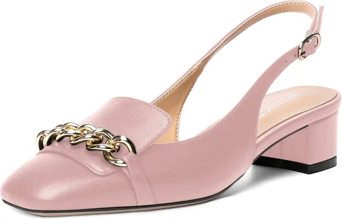 Vista 12 de MOVINSTEPS Zapatos de tacón bajo con hebilla mate para mujer, con correa ajustable, con correa ajustable, tacón bajo, 1.5 pulgadas Beige