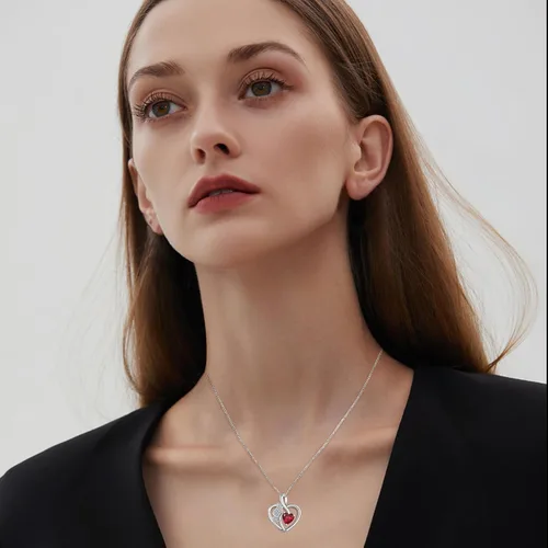 Vista 7 de Lwsary Butterfly Necklace 925 Sterling Silver Love Heart Pendant with Birthstone, Jewelry Gift for Woman Mother Mom Wife Her Girlfriend Girl
