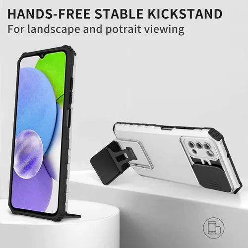 Vista 7 de Funda compatible con Redmi A1 4G, cubierta de lente de cámara deslizante integrada compatible con Redmi A2 4G con función atril 2 en 1 funda para bai