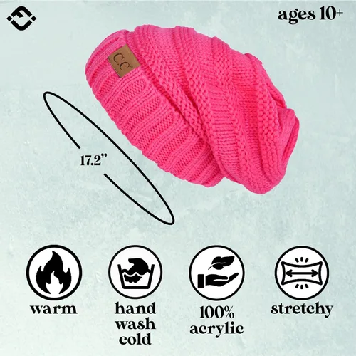 Vista 258 de Funky Junque Gorro de moda de punto trenzado de talla extragrande, grueso, abrigado, suave y holgado
