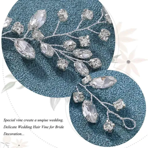 Vista 6 de JAKAWIN Bride Wedding Hair Piece Rhinestone Bridal Hair Accessories Diamond Hair Vine for Women HV113