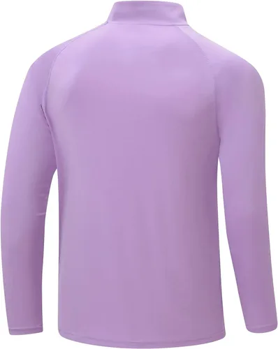 Vista 2 de BGOWATU Camisas de senderismo para hombre, de manga larga, UPF 50+, con cremallera de un cuarto, de secado rápido