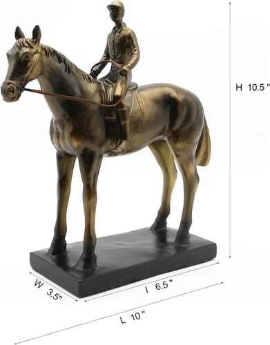 Vista 2 de Lukitas Estatuas y esculturas de jinete de caballos, figura de carreras de caballos, decoración del hogar, regalo ecuestre para amantes
