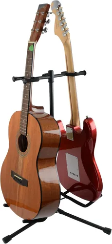 Vista 7 de Gator Frameworks Soporte de guitarra doble ajustable; Sostiene dos guitarras eléctricas o acústicas (GFW-GTR-2000), negro