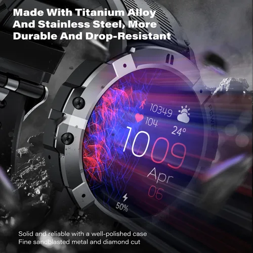 Vista 2 de Relojes inteligentes militares para hombres, llamadas Bluetooth, rastreador de actividad impermeable de 1 ATM con algoritmo GoMore, frecuencia