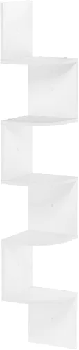 Vista 14 de Furinno Rossi - Estantes flotantes para pared, estante esquinero en zigzag de 5 niveles montado en la pared, estante flotante de esquina radial Pino