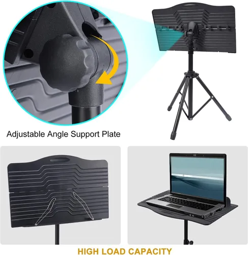 Vista 6 de Klvied Atril Plegable Portátil para Partituras con Colgador de Violín, Negro Negro. Ligero y fácil de transportar para la práctica