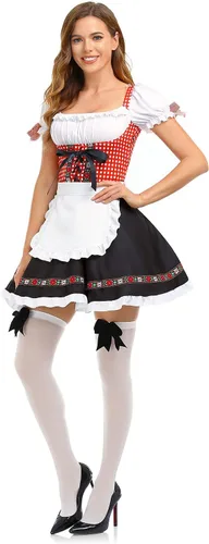 Vista 2 de Disfraces de Oktoberfest para mujer, vestidos de tirolesa, 2 piezas, vestidos alemanes para el festival de Oktoberfest, disfraz bávaro, cerveza