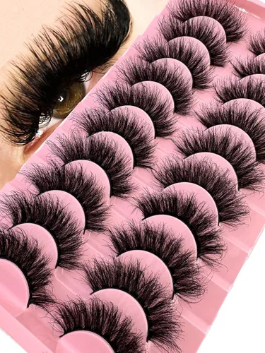 Vista 25 de 10 pares de pestañas postizas de visón 3D, hechas a mano, pestañas largas y finas, pestañas naturales para maquillaje de ojos (3-6)