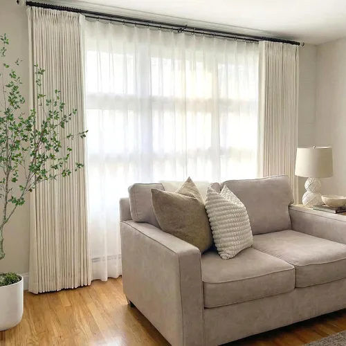 Vista 6 de CAPALOCA Cortinas extra de 60 pulgadas de ancho 100% opacas de 96 pulgadas Desnudo Natural