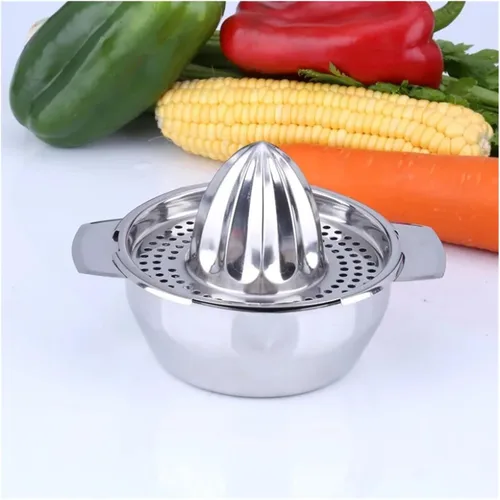 Vista 3 de Exprimidor manual de limón y naranja de acero inoxidable - Mini herramienta de cocina portátil para uso doméstico