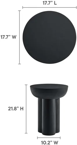 Vista 3 de Modway EEI-6761-BLK Caspian - Mesa auxiliar redonda de hormigón, color negro