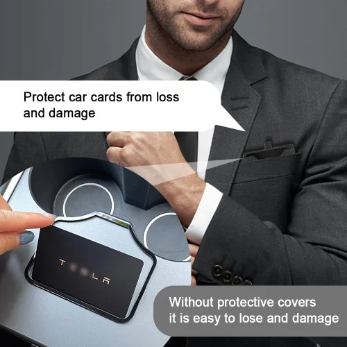 Vista 5 de Tarjetero de piel auténtica con llavero Funda protectora dura para tarjeta de llave, con llavero de metal seguro, compatible con la mayoría
