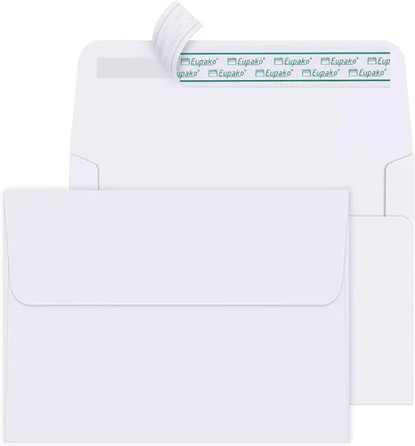 Vista 10 de Eupako Sobres de papel blanco A2, paquete de 250 sobres de invitación de 4.375 x 5.75 pulgadas, autosellados para RSVP, boda, notas