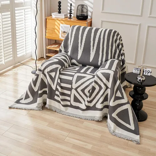 Vista 21 de VClife Funda para silla con acento azteca bohemio de 59 x 71 pulgadas, funda reversible y lavable de felpilla para sillón, color marrón castaño
