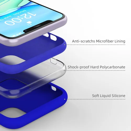 Vista 4 de Funda de silicona líquida compatible con iPhone 11, color azul Klein [Protección contra caídas] [Resistente a los arañazos, a prueba de golpes]