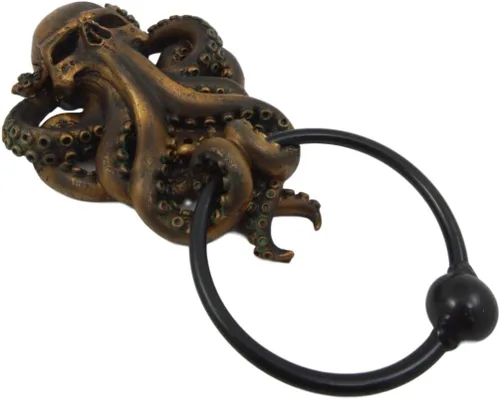 Vista 2 de Atlantic Ebros Gift Bermudas Triángulo Océano Monstruo Pulpo Kraken Guerrero Decorativo Resina Aldaba de Puerta Estatuilla Decoración Aldabas