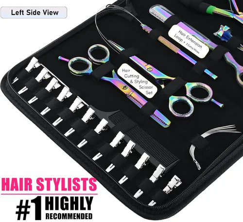 Vista 4 de My Hair Tools - Kit de extensión con removedor de cuentas de micro eslabones y alicates de engarce, tijeras para el cabello, herramientas de peinado