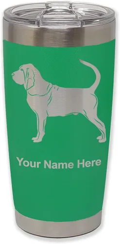 Vista 7 de LaserGram Vaso aislado al vacío de 20 onzas, perro sabueso, grabado personalizado incluido (negro)