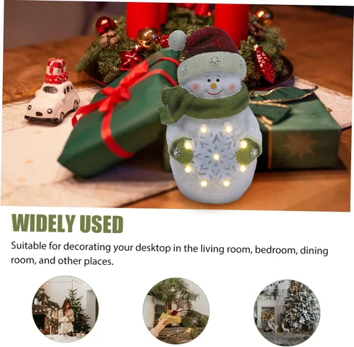 Vista 6 de 1 adorno creativo de muñeco de nieve de resina iluminado para decoración del hogar, manualidades luminosas para ambiente festivo, sala de estar