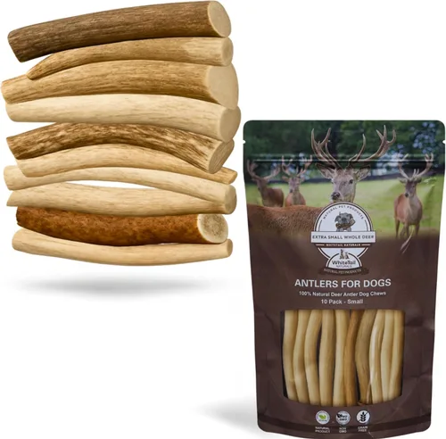 Vista 20 de WhiteTail Naturals - Cuernos de ciervo para perros pequeños (paquete de 12) cuernos masticables naturales para cachorros y pequeños masticadores