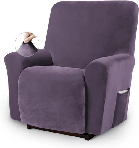 Vista 10 de Asnomy Fundas para Silla Reclinable Lazy Boy con Bolsillos, Fundas Elásticas de Terciopelo para Sofá, Fundas de 1 Pieza para Muebles, Protector