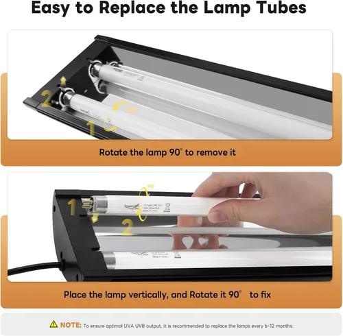 Vista 8 de Luces de terrario T5 UVB para reptiles con temporizador, 22