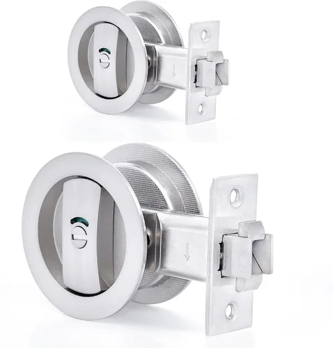 Vista 23 de Dontay Cerradura de indicadores codificados por color para puerta de bolsillo, cerradura de manijas de privacidad (cama/baño), fondo de 2-3/8 Níquel