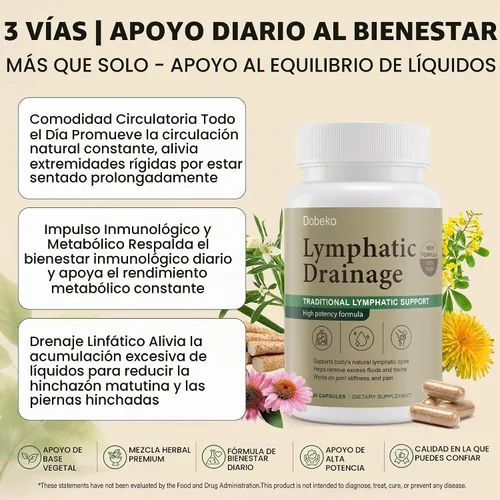 Vista 4 de Lymphatic Drainage Supplements Capsules Support Fluid Balance