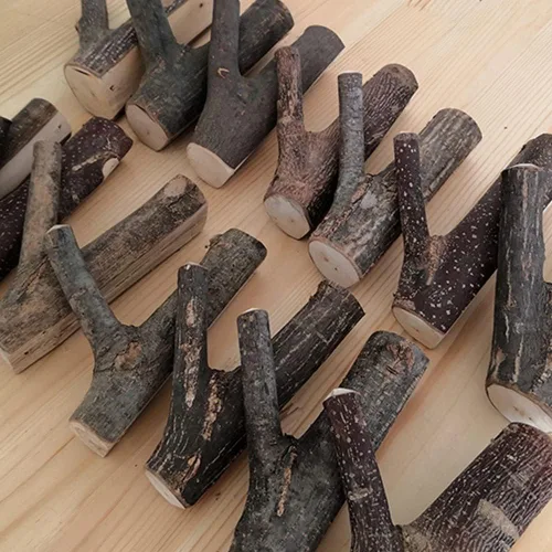 Vista 9 de 4 ganchos de pared de madera real con ramas de árbol de granja, rústico decorativo de madera con tronco de corteza de grosor de 0.8 in a 1.2 in