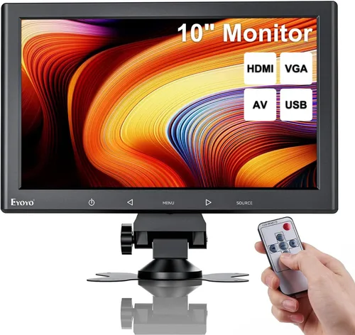 Vista 9 de Eyoyo Monitor Mini 7 Pulgadas Pequeno Monitor HDMI 1024x600 Pantalla LCD HDMI AV VGA BNC USB Entrada para NVR Cámara de Seguridad CCTV Cámara