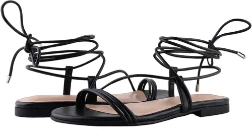Vista 7 de The Drop Sandalias planas Samantha con cordones para mujer