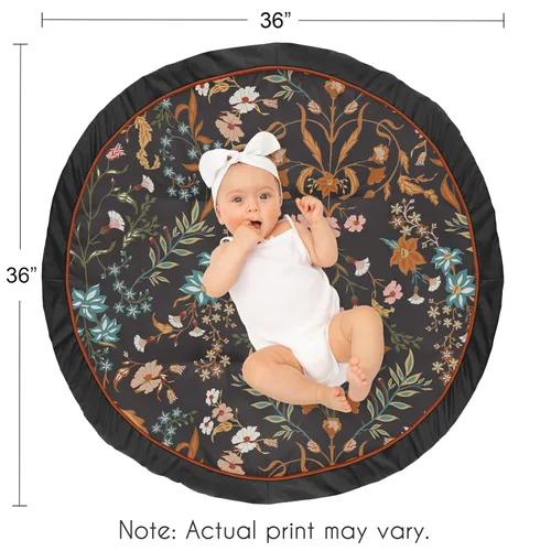 Vista 4 de Sweet Jojo Designs Tapete de juego bohemio con flores silvestres vintage para niña, con estampado floral, para el tiempo boca abajo, para el suelo