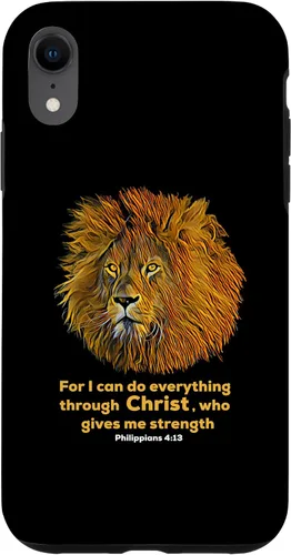 Vista 9 de Funda para iPhone 12 mini Filipenses 4:13 versículo de la Biblia cristiana de regalo de león cristiano