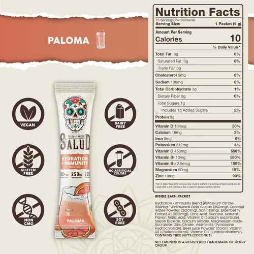 Vista 3 de Salud - Paquete de 2 Hidratación 2 en 1 + inmunidad (Paloma) e hidratación + inmunidad (lima de pepino) – 15 porciones cada una, mezcla de bebida