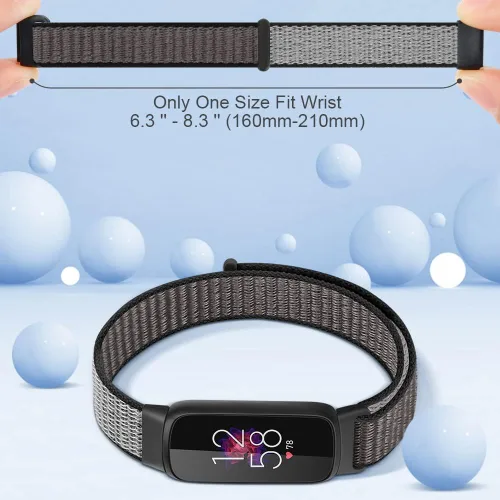 Vista 2 de Correas de nailon compatibles con correas Fitbit Luxe, correas deportivas de tela transpirable ajustable Solo Loop, pulsera de repuesto suave