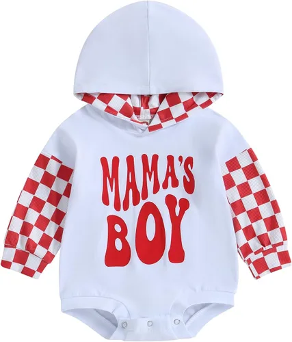 Vista 31 de Twopumpkin Sudadera con capucha a cuadros para bebé niño, mameluco de manga larga con capucha para otoño e invierno