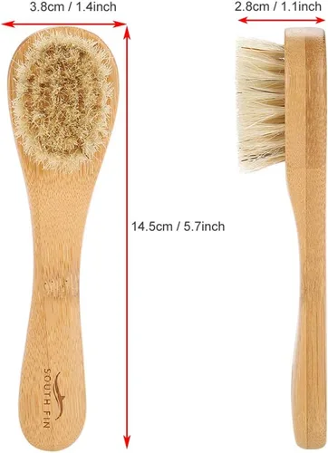 Vista 2 de Cepillo de limpieza facial, cepillo de limpieza de cara de mango de madera Cepillo manual de exfoliación para cuidado de piel