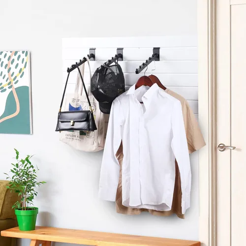 Vista 6 de Tatuo Paquete de 10 cascada de bolas de 6 bolas para Slatwall, accesorio de pared de listones de 12 pulgadas, ganchos y perchas para ropa, venta al