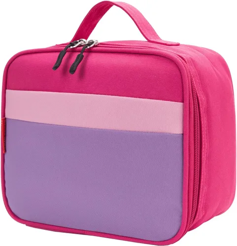 Vista 13 de Lonchera térmica para niños o niñas, color azul y verde Ligero, tamaño estándar: 9.7 x 7.5 x 3.5 pulgadas, poliéster de 900 denier