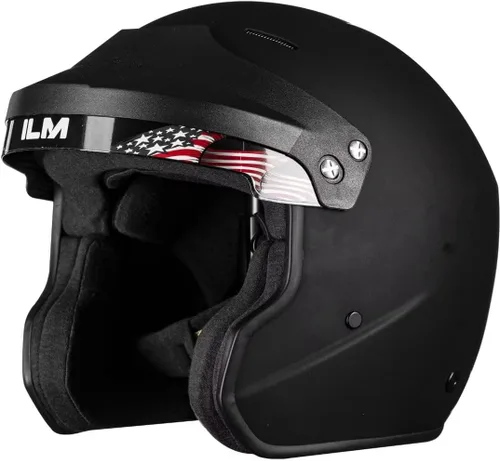 Vista 6 de ILM Snell SA2020 Cascos de Carreras de Autos de Cara Abierta para Hombres y Mujeres Modelo R85 (L, Negro Brillante)