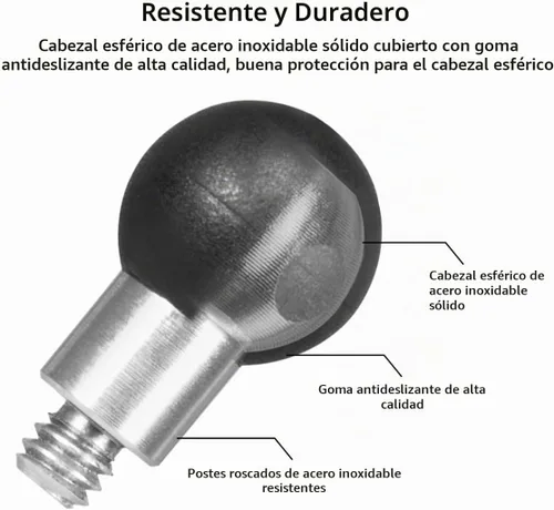 Vista 7 de FANAUE Adaptador de cabeza de bola de aluminio de 0.669 in con rosca de 1/4 de pulgada, compatible con Garmin GPS RAM Mount y brazo de enchufe