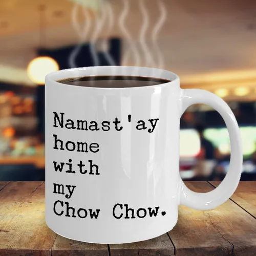 Vista 5 de Perro Chow Chow Regalos – NAMAST 'ay casa con mi Chow Chow taza de café, 11onza, Blanco