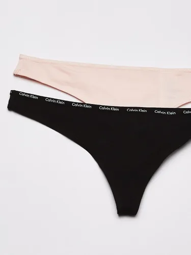 Vista 2 de Calvin Klein Tanga elástica con logotipo de algodón para mujer, paquete múltiple