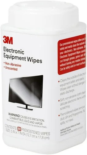Vista 5 de 3M Toallitas de limpieza para equipos electrónicos, 1 capa, 5.5 x 6.75, sin perfume, blanco, 80bote