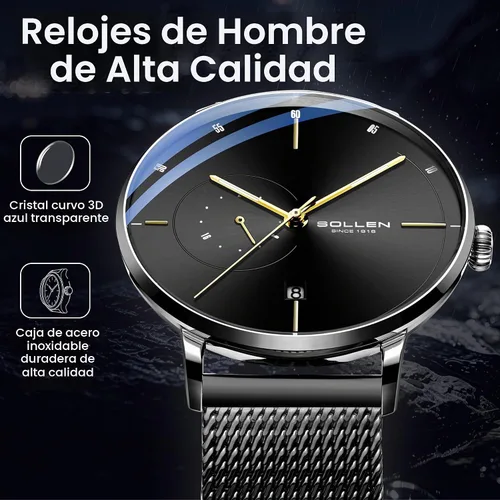Vista 3 de Automatic Watches for Men, Luxury Minimalist Men's Automatic Watch Negro